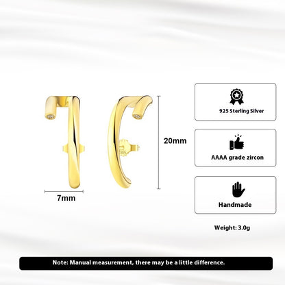 S925 Sterling Sølv Stud Øreringe 14K guld Elegante øreringe