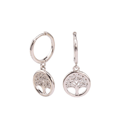 S925 Sterling Sølv Indlagt Zircon Lucky Tree Øreringe Højkvalitets guldbelagte øreclips
