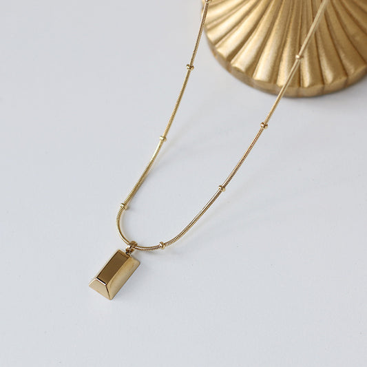 Square Brick Simple Snake Bone Round Bead Necklace Clavicle Chain