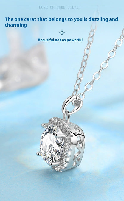 S925 Sterling Sølv 1 Karat Happiness Halskæde Kvinders nøglebenskæde