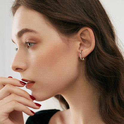 S925 Sterling Sølv Stud Øreringe 14K guld Elegante øreringe