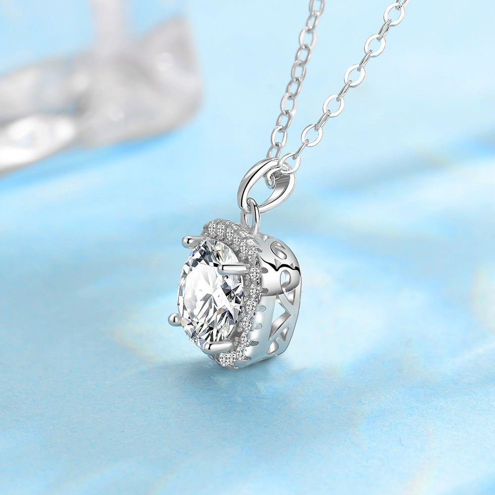 S925 Sterling Sølv 1 Karat Happiness Halskæde Kvinders nøglebenskæde