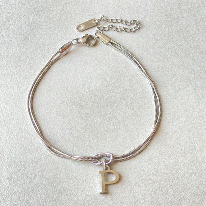 Nyt bogstav AZ Kærlighedsknude Armbånd Til Kvinder Par Guld Farve Dainty Snake Chain Charm Armbånd Rustfrit Stål Smykker Gave Valentinsdag gaver