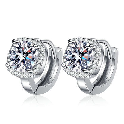 S925 Sølv Moissanite Øreringe Klassisk Elegant Firkantet Taske