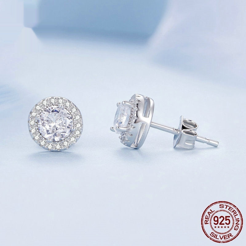 S925 Sterling Sølv Hvidforgyldt Lys Luksus All-match Stud Øreringe Ornament Kvinder