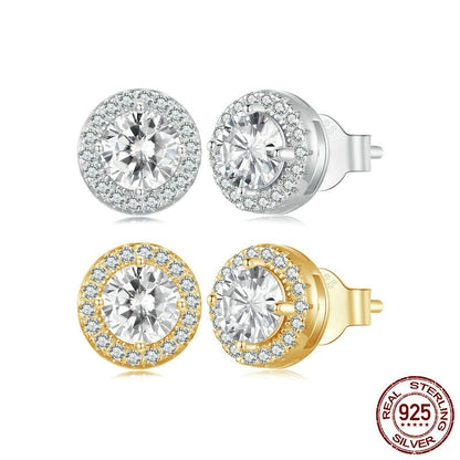 S925 Sterling Sølv Hvidforgyldt Lys Luksus All-match Stud Øreringe Ornament Kvinder