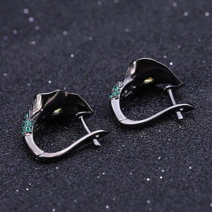 Vintage Jewelry Peridot Pop Leaf Earrings 925 Silver